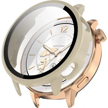 Ostatní příslušenství k chytrým hodinkám VSECHNONAMOBIL 120775 PC FULL COVER Plastový kryt se sklem pro OnePlus Watch 3 43mm IVORY WHITE