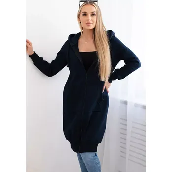 Dámská mikina Zateplená dlouhá mikina s kapucí v barvě námořnická modř UNI