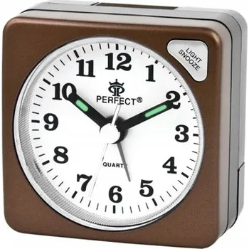 Hodiny Budík s hodinami Perfect, hnědý, 6 cm