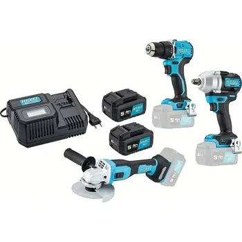 Aku vrtačka, ráz.utahovák, úhl.bruska, 2 baterie + nabíječka - HA265190