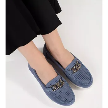 Dámské mokasíny Zajímavé dámské mokasíny modré platforma 39