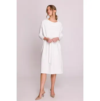 Dámské šaty S403 Úpletové šaty nadměrné velikosti - ecru barva EU L/XL