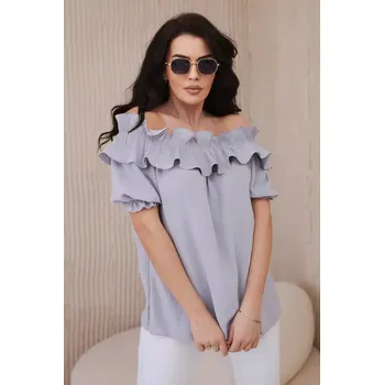 Dámská halenka Španělská halenka s ozdobným volánem šedý UNI