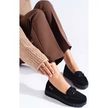 Dámské mokasíny Originální černé dámské mokasíny platforma 38
