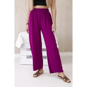 Dámské kalhoty Kalhoty se širokými nohavicemi švestka UNI