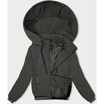 Prošívaná bunda v army barvě s ozdobnými stahovacími lemy (16M9085-136) odstíny zelené S (36)