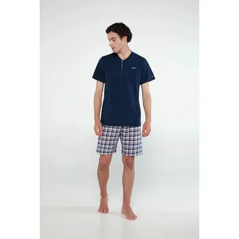 Pánské pyžamo Pyžamo s knoflíkovou légou 20621 - Vamp tmavě modrá M