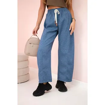 Máslové kalhoty zavazované v pase džínový melír UNI