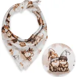 Dětský bavlněný šátek Sandra SA-663 Hnědí skřítci s perníčky na bílém 70 x 70 cm