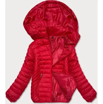 Červená prošívaná dámská bunda s kapucí (B0124-4) odcienie czerwieni S (36)