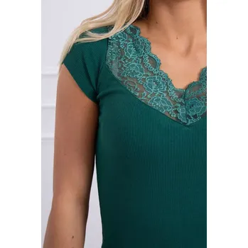 Halenka s krajkovým výstřihem zelená UNI