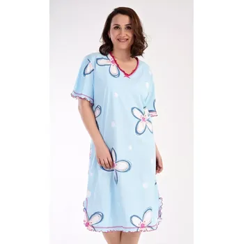 Dámská noční košile s krátkým rukávem Veronika světle modrá 4XL