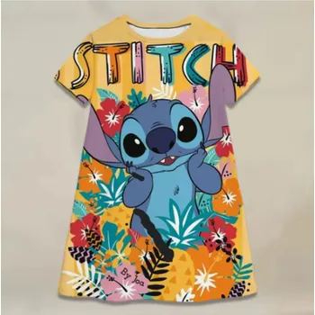 Dívčí šaty Lilo & Stitch Dívčí letní šaty s motivem "Lilo a Stitch" Motiv: květiny (LYQ-GA-022), Velikost: 90
