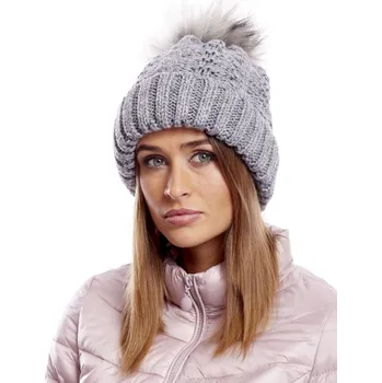 Čepice Čepice s copánkovým vzorem v tmavě šedé barvě AT-