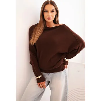 Dámský svetr Dámský asymetrický viskózový svetr netopýří čokoládový UNI