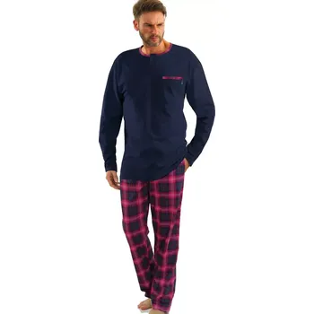 Pánské pyžamo PÁNSKÉ PYŽAMO S DLOUHÝM RUKÁVEM ŽAKÁROVÉ 2576/21 ŽULA/AMARANT M