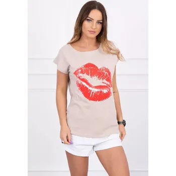 Dámská halenka Halenka s potiskem rtů béžová UNI