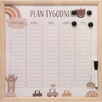 Kancelářský nábytek Smukee Magnetická tabule 40x40 cm rozvrh hodin týdenní plánovač s medvídkem