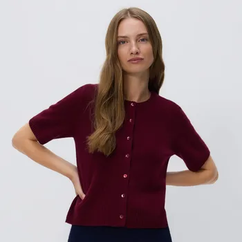 Dámský svetr Reserved - Vlněný kardigan - hnědá - 053GS-83X - 053GS-83X-XL