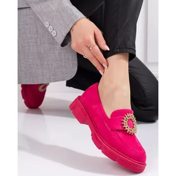 Dámské polobotky Designové polobotky dámské růžové na plochém podpatku 37