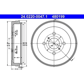 Brzdový buben Brzdový buben ATE 24.0220-0047.1