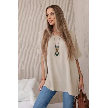 Oversized halenka s přívěskem tmavě béžová UNI