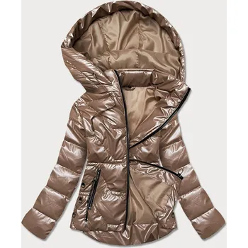 Světle hnědá dámská metalická bunda (B8008-46) odstíny hnědé 54