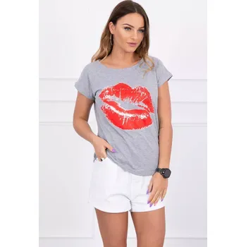 Dámská halenka Halenka s potiskem rtů šedá UNI