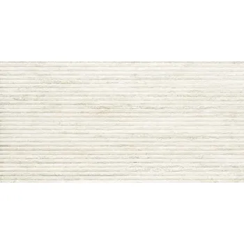 Thermae Verso Str. 3D Fluted Travertino White Rett. - obkládačka rektifikovaná 60x120 bílá TRV85RT