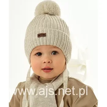 Čepice Chlapecký komplet AJS 48-316 Čepice a šála šedá 40-42 cm
