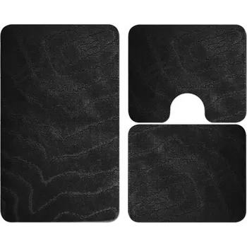 Koupelnová předložka KOUPELNOVÁ PŘEDLOŽKA ČERNÁ PROTISKLUZOVÁ SADA 3 DÍLNÁ S VÝŘEZEM