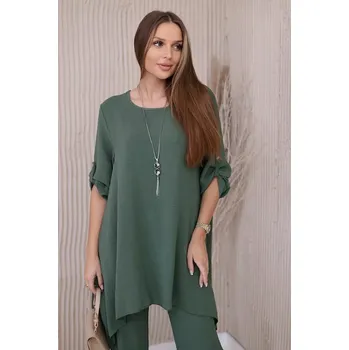 Sada halenky + kalhot s přívěskem tmavá khaki UNI