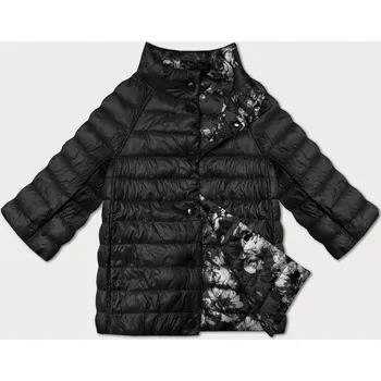 Černá oboustranná květovaná dámská bunda se 3/4 rukávy Minority (M23-7009-1) odstíny černé XL (42)