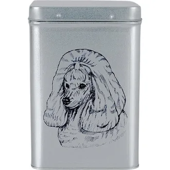Dóza na potraviny Plechová dóza s obrázkem psa plemene pudl