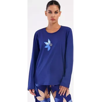 Dámské pyžamo Dámské pyžamo dlouhé Sára tmavě modrá 4XL