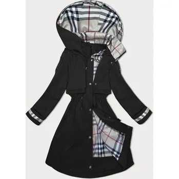 Tenká černá dámská bunda parka s kapucí BH Forever (BH-2403) odstíny černé XL (42)