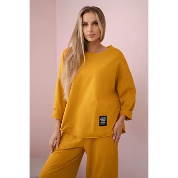 Dámská halenka Bavlněná mikina kalhoty set hořčice UNI