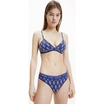 Podprsenka Trojúhelníková bralette s logem QF5953 - X00 - Modrá s bílým logem - Calvin Klein M modrá/bílá
