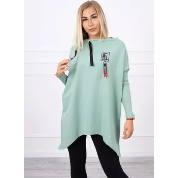 Dámská mikina Oversize mikina s asymetrickými boky tmavě mátová UNI