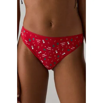 Kalhotky DÁMSKÁ VÁNOČNÍ TANGA 19042 červená L