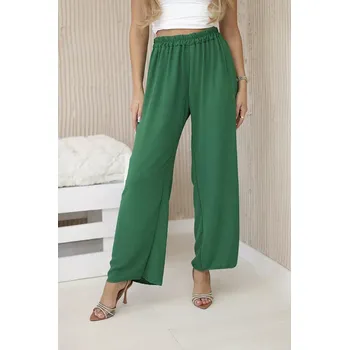 Dámské kalhoty Kalhoty se širokými nohavicemi tmavě zelená UNI