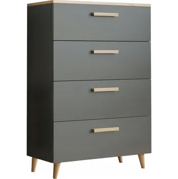 Komoda Komoda OSKAR se zásuvkami, skandinávský styl, antracit / dub artisan