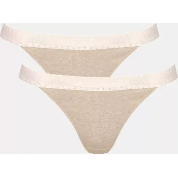 Kalhotky Dámská tanga GO Ribbed R Tanga C2P - GRAY - šedé M013 - SLOGGI GRAY XS