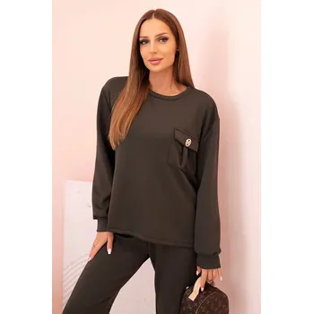 Dámská halenka Komplet dámský máslový mikina a kalhoty s gumou khaki UNI