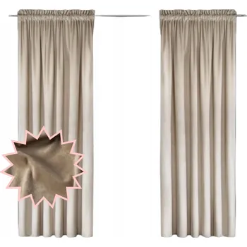 Obraz Závěsy z veluru 145x230 Elegance a moderní styl, teplá béžová, s řasící páskou