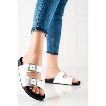 Dámské žabky Exkluzívní nazouváky dámské bílé bez podpatku 38