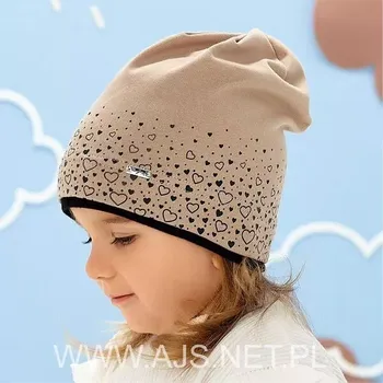 Čepice AJS 50-068 dětská čepice světle béžová 52-54 cm