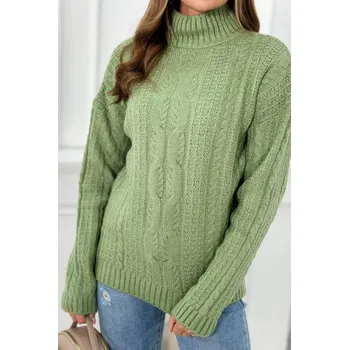 Dámský svetr Svetr s rolákem tmavá máta UNI