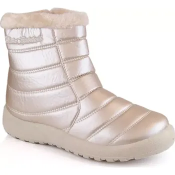 Dívčí sněhule Novinky W EVE181E béžové nepromokavé lakované sněhule 40