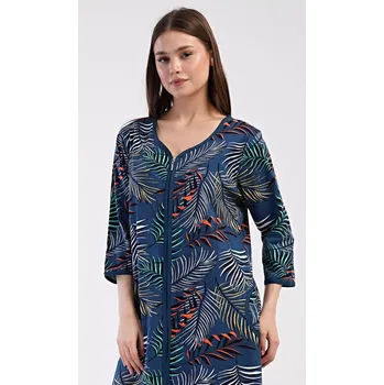 Dámské šaty Dámské domácí šaty s tříčtvrtečním rukávem Barbara tmavě modrá 4XL